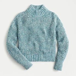 J.Crew Blue & White Marled Donegal Chunky Knit Sweater